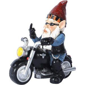 Garden Gnome Riding Motorcycle Funny Outdoor Gnome Decoration Indoor Outdoor